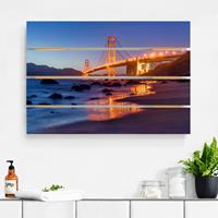 Bilderwelten Holzbild Plankenoptik Golden Gate Bridge am Abend