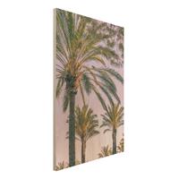 Bilderwelten Holzbild Natur & Landschaft - Hochformat 2:3 Palmen im Sonnenuntergang