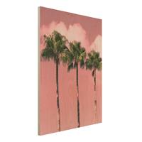 Bilderwelten Holzbild Natur & Landschaft - Hochformat 3:4 Palmen vor Himmel Rosa