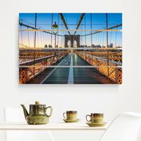 Bilderwelten Holzbild Plankenoptik Morgenblick von der Brooklyn Bridge