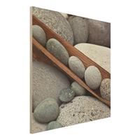 Bilderwelten Holzbild - Quadrat Stillleben mit grauen Steinen