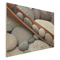 Bilderwelten Holzbild - Querformat 3:2 Stillleben mit grauen Steinen