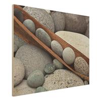 Bilderwelten Holzbild - Querformat 4:3 Stillleben mit grauen Steinen