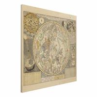 Bilderwelten Holzbild Stadt-, Land & Weltkarte - Querformat 4:3 Vintage Antike Sternenkarte
