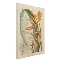 Bilderwelten Holzbild Blumen - Hochformat 3:4 Vintage Illustration Tropische BlÃ¼ten I