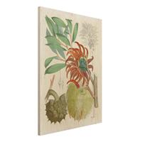 Bilderwelten Holzbild Blumen - Hochformat 3:4 Vintage Illustration Tropische BlÃ¼ten II
