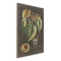 Bilderwelten Holzbild Blumen - Hochformat 3:4 Vintage Royales Blattwerk auf Schwarz I