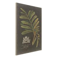 Bilderwelten Holzbild Blumen - Hochformat 3:4 Vintage Royales Blattwerk auf Schwarz II