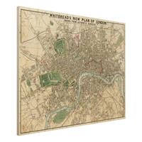 Bilderwelten Holzbild Stadt-, Land & Weltkarte - Querformat 4:3 Vintage Stadtplan London