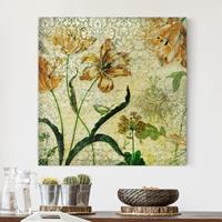 Bilderwelten Leinwandbild Blumen - Quadrat Vintage Grasses
