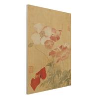 Bilderwelten Holzbild Blumen - Hochformat 3:4 Yun Shouping - Mohnblumen