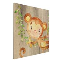 Bilderwelten Holzbild Aquarell Affe auf Holz