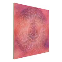 Bilderwelten Holzbild Aquarell Mandala Pink Violett