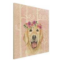 Bilderwelten Holzbild Aquarell Retriever Rosa