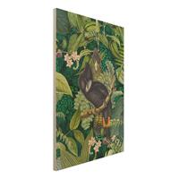 Bilderwelten Holzbild Bunte Collage - Kakadus im Dschungel