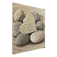 Bilderwelten Holzbild Carpe Diem Herz mit Steinen