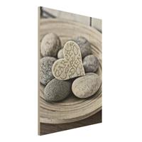 Bilderwelten Holzbild Carpe Diem Herz mit Steinen