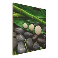 Bilderwelten Holzbild GrÃ¼ner Bambus mit Zen Steinen