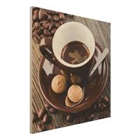 Bilderwelten Holzbild Kaffeetasse mit Kaffeebohnen