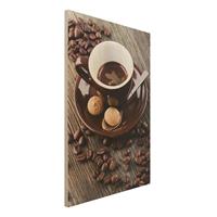 Bilderwelten Holzbild Kaffeetasse mit Kaffeebohnen