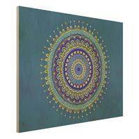 Bilderwelten Holzbild Mandala Blau Gold