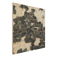 Bilderwelten Holzbild Mauer mit Schwarzen Steinen