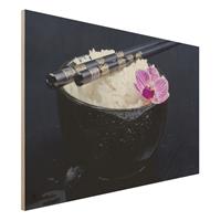 Bilderwelten Holzbild Reisschale mit Orchidee