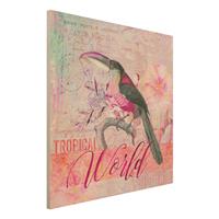 Bilderwelten Holzbild Vintage Collage - Tropical World Tucan