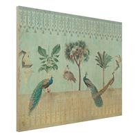 Bilderwelten Holzbild Vintage Collage - Tropische VÃ¶gel mit Palmen