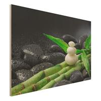 Bilderwelten Holzbild WeiÃŸe Steine auf Bambus
