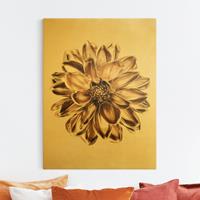 Bilderwelten Leinwandbild Gold Dahlie Blume Gold Metallic