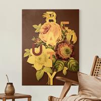 Bilderwelten Leinwandbild Gold Florale Typografie - Beauty