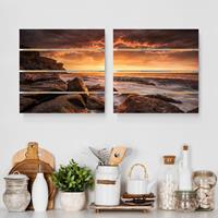 Bilderwelten 2-teiliges Holzbild Plankenoptik Natur & Landschaft - Quadrat Cape Solander