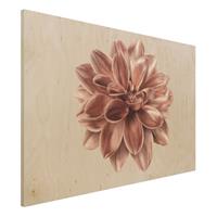 Bilderwelten Holzbild Dahlie Blume Rosegold Metallic