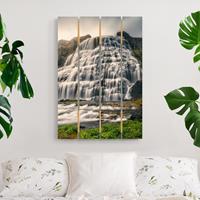 Bilderwelten Holzbild Plankenoptik Natur & Landschaft - Hochformat Dynjandi Wasserfall