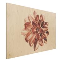 Bilderwelten Holzbild Dahlie Rosegold Metallic Rosa