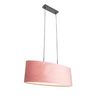 QAZQA Moderne hanglamp zwart met kap roze 2-lichts - Tanbor