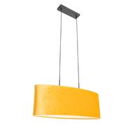 QAZQA Moderne hanglamp zwart met kap geel 2-lichts - Tanbor