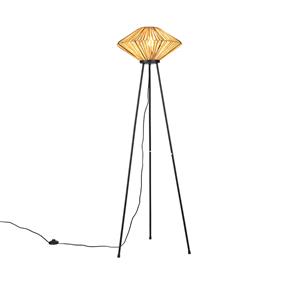 QAZQA Vloerlamp straw - Naturel - Oosters - D 44cm