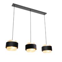 QAZQA Moderne hanglamp zwart met goud 3-lichts - Elif