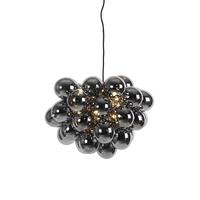 QAZQA Art Deco Hängelampe schwarz mit Rauchglas 8 Lampen - Uvas