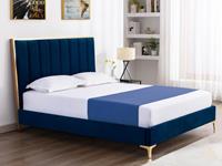 Kauf-unique Bett-Kopfteil CLARISSE - 160 cm - Samt - Blau & Goldfarben