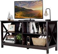costway TV-meubel 3-laags Rustiek Ladekast met Planken 120 x 41 x 60 cm Bruin