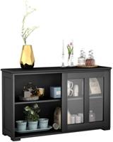 Coast dressoir keukenkast woonkamer regel met schuifdeuren zwart 106,5 x 33 x 62,5 cm