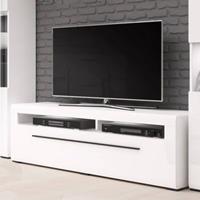 LOMADOX TV Lowboard weiß modern TURDA-83 mit LED Beleuchtung und Absetzungen in schwarz, B/H/T: ca. 160/52/50 cm braun