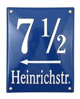 Münchner Emaille Hausnummer mit Straßenname 20 x 25 cm