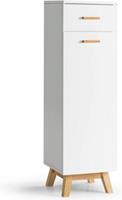 costway Badkamer Vloer Opslag Kast Slanke Badkamer Organisator met 1 Lade & 3 Verstelbare Planken Vrijstaande Hoek Eenheid Wit
