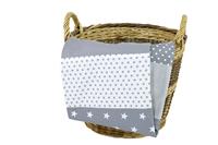 ULLENBOOM Â Babydecke im Set mit Kissenbezug - Graue Sterne - Decke Vorderseite aus 100% Baumwolle, RÃ¼ckseite Fleece  - als Kinderwagendecke geeignet