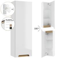 LOMADOX Badezimmer Hängeschrank / Hochschrank drehbar um 180° SOFIA-107 in weiß, Hochglanz lackiert, B/H/T: 30/90/22 cm
