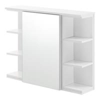 En.casa Badezimmer Wandschrank Spiegelschrank 64x80x20cm mit Tür und 3-3 Ablagen weiß